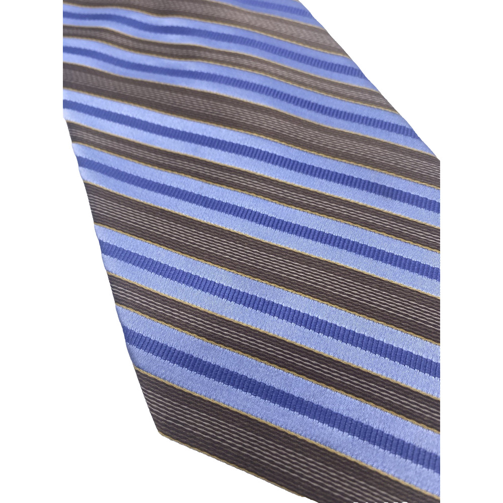 Merona Tie Brown Blue Diagonal Repp Stripe Silk Y2K Prom Preppy Chuck Bass
